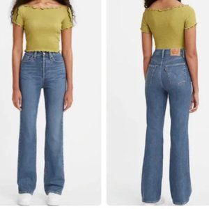 Levi's Ribcage Boot Cut High Rise Button Fly Jeans 28 x 33